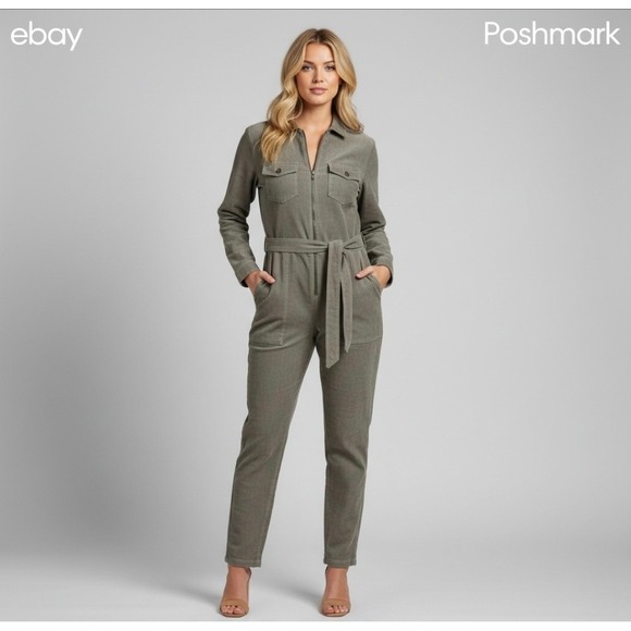 Sea New York Utility Belted Women's Jumpsuit Taupe Brown - Size 4